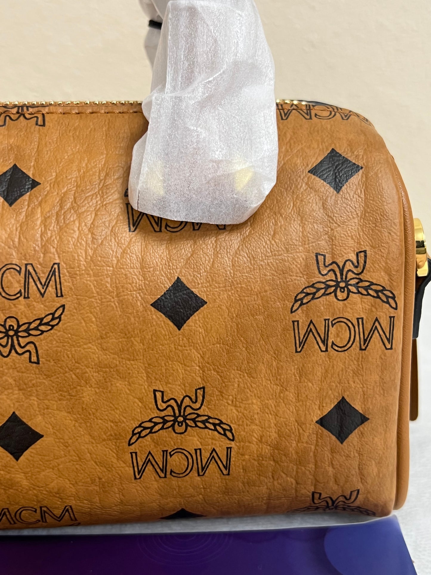 MCM MINI BOSTON COGNAC