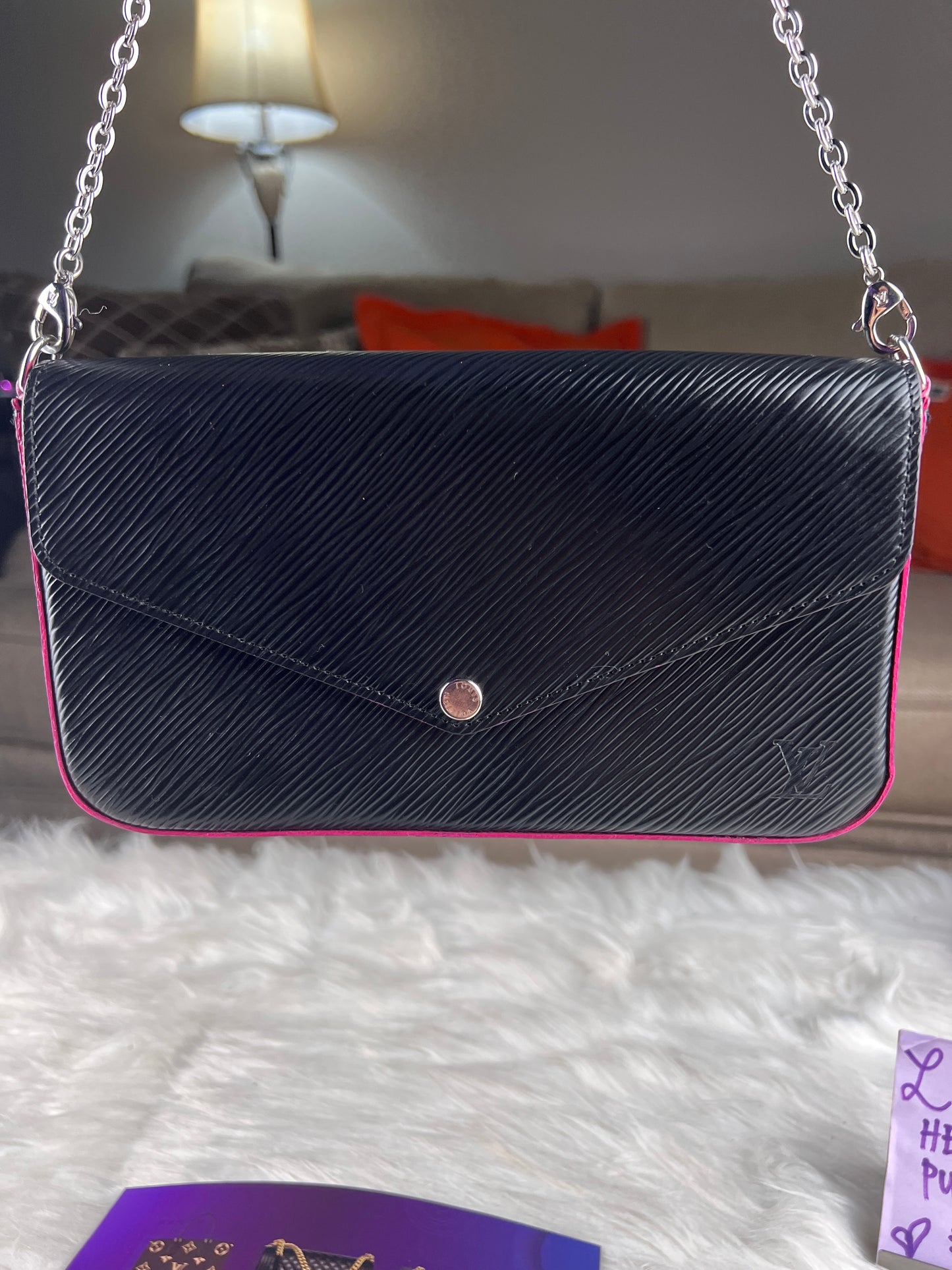 FELICIE POCHETTE EPI BLACK/PINK