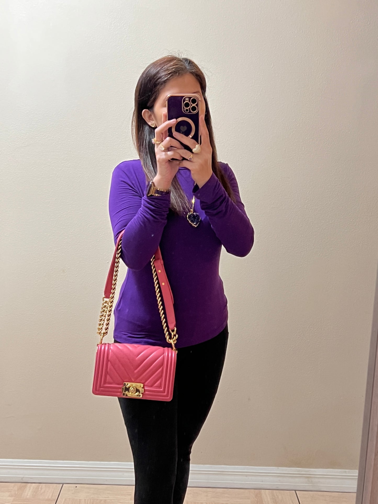 BOY FLAP CHEVRON CALFSKIN SMALL PINK