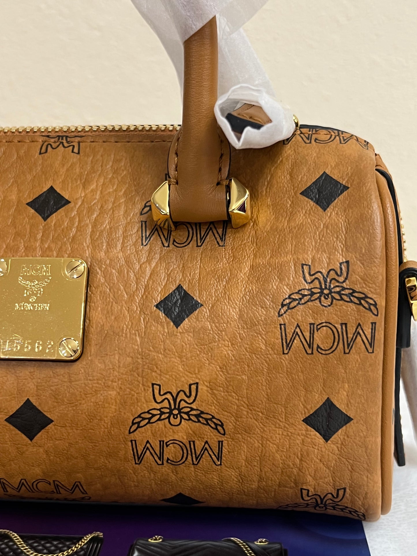 MCM MINI BOSTON COGNAC