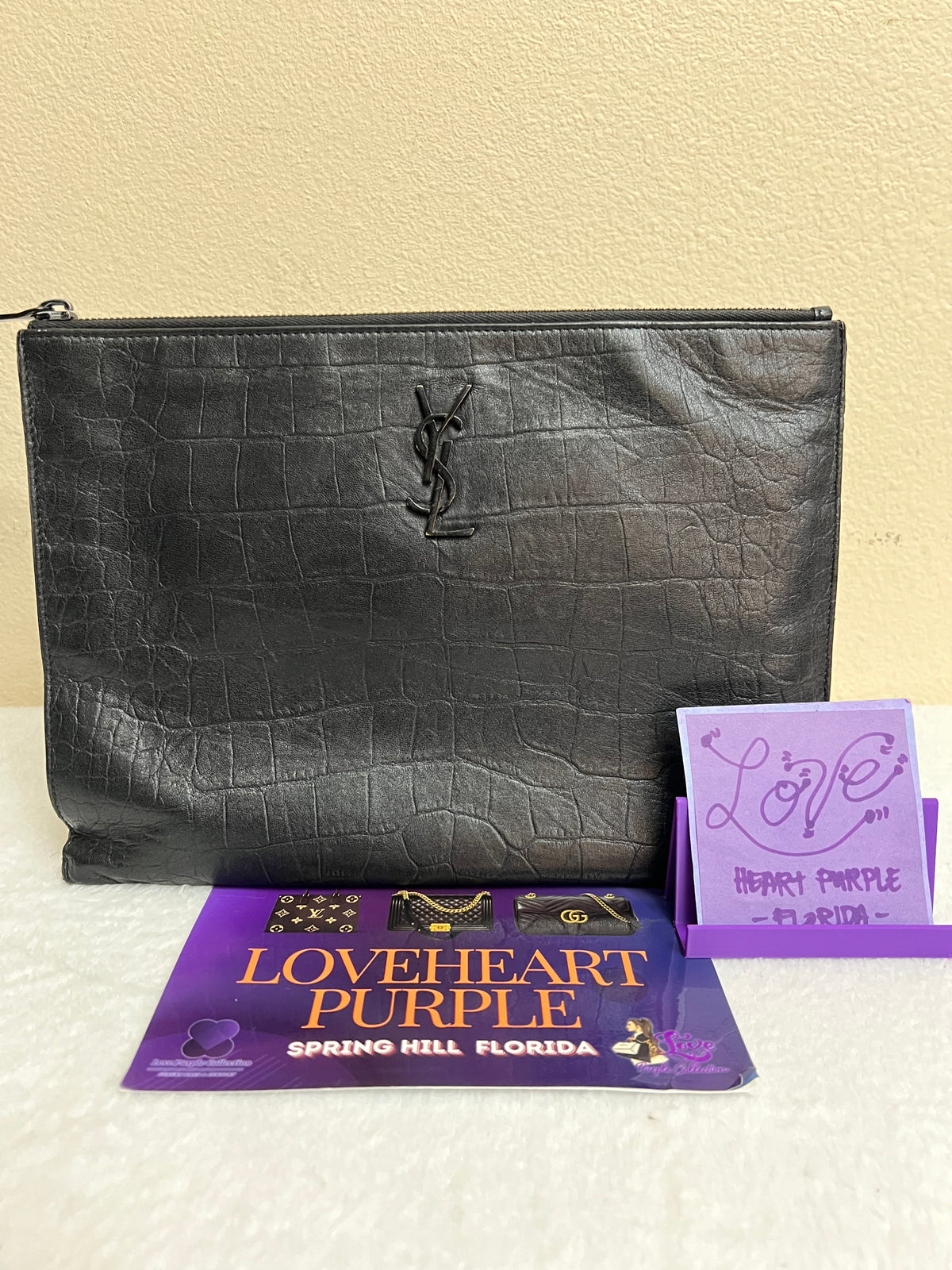YSL CROC CLUTCH