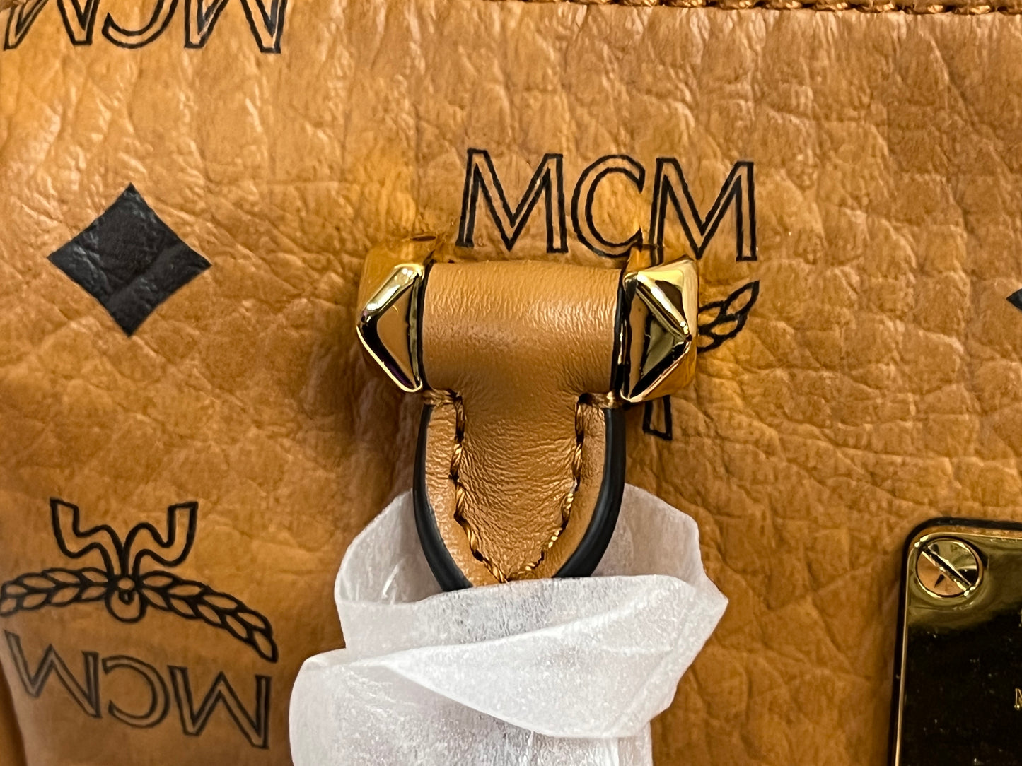 MCM MINI BOSTON COGNAC