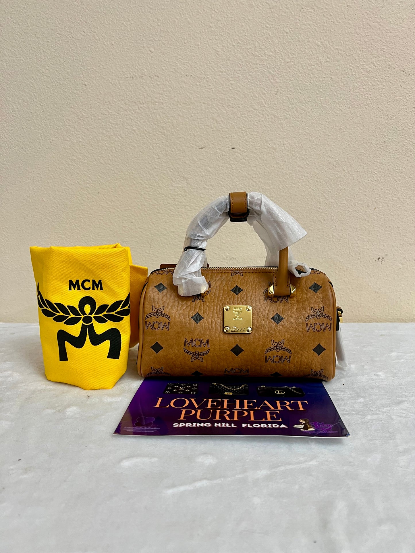 MCM MINI BOSTON COGNAC