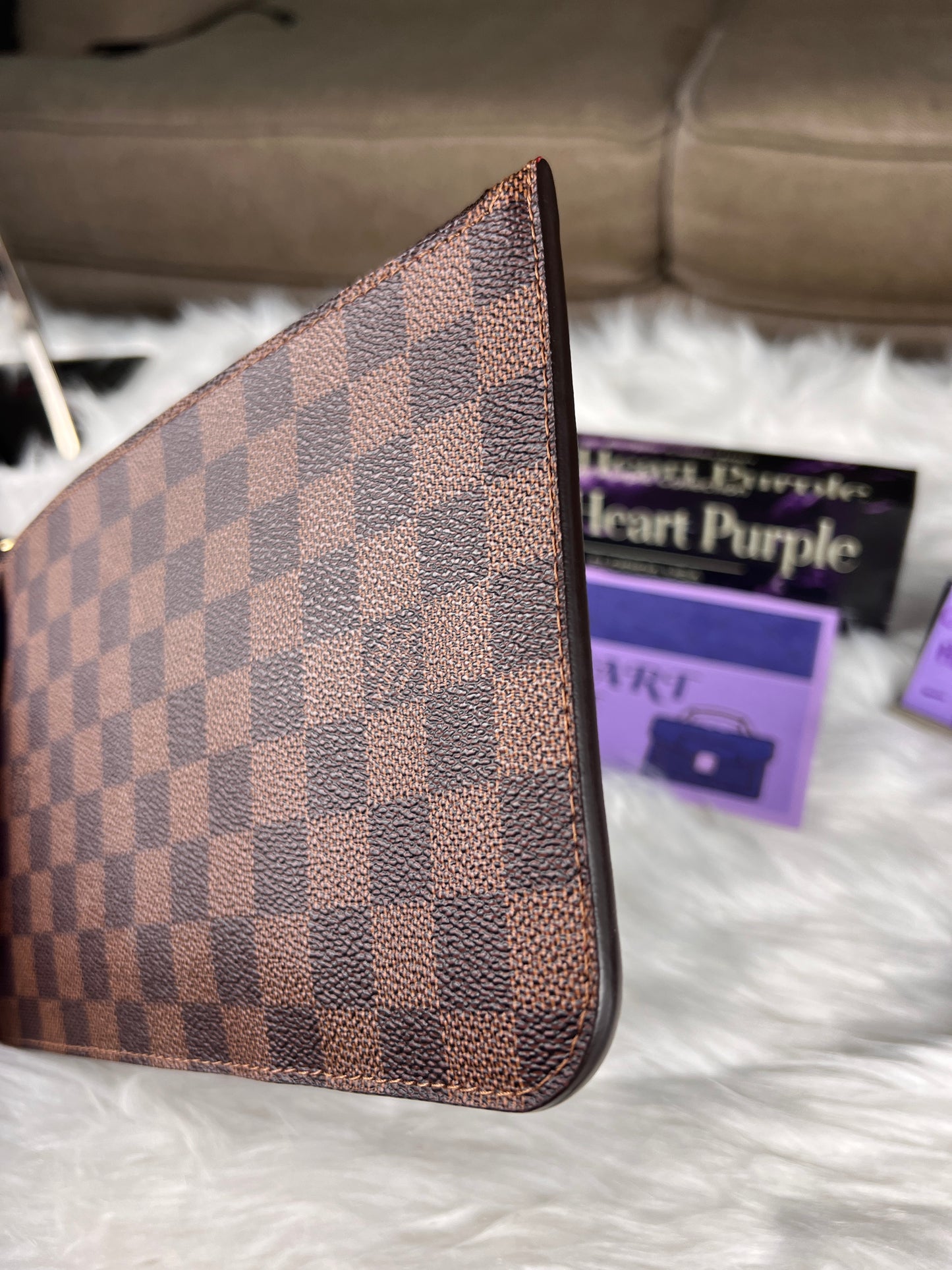 NEVERFULL POCHETTE MM DAMIER / RED INTERIOR