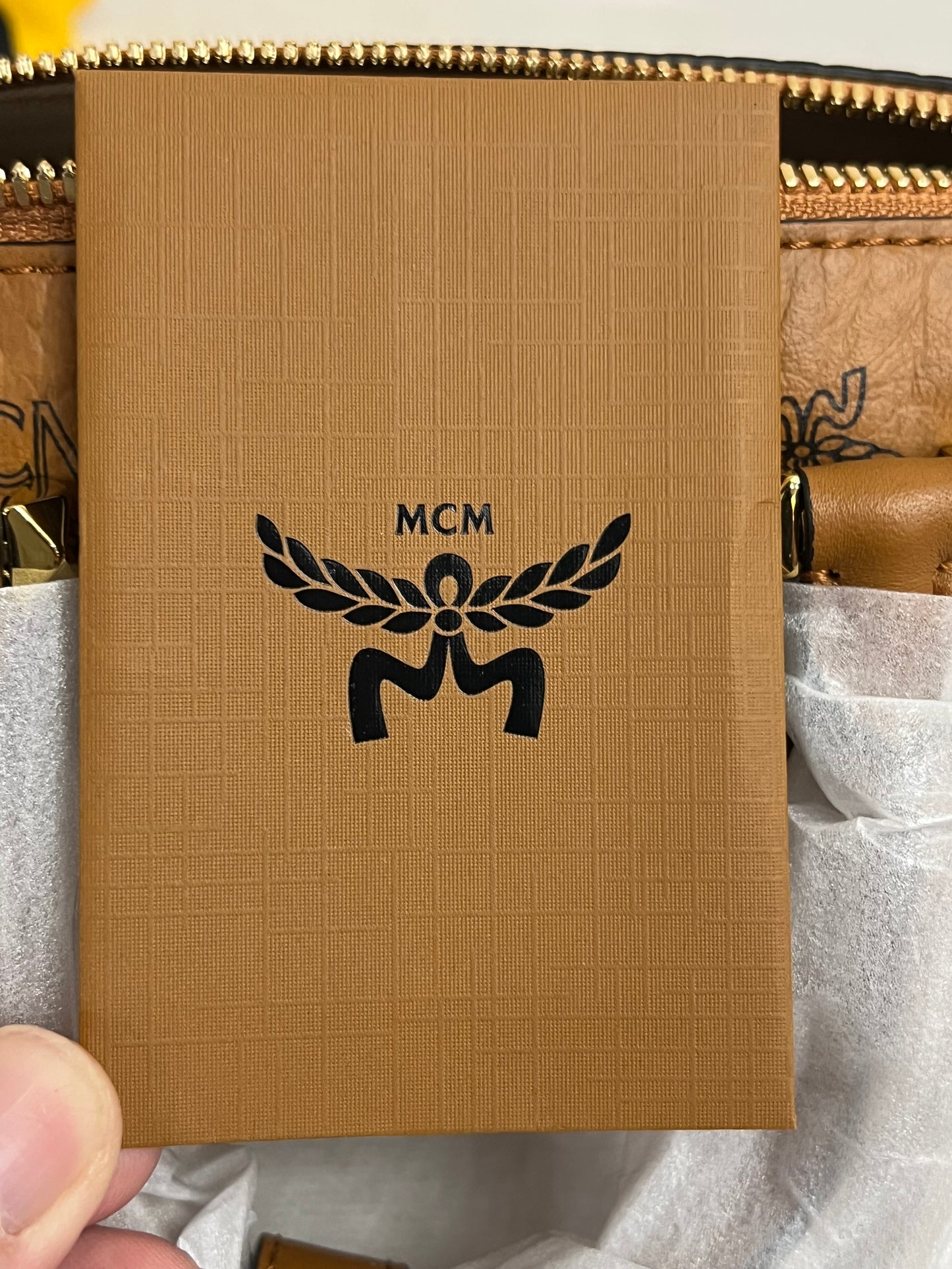 MCM MINI BOSTON COGNAC