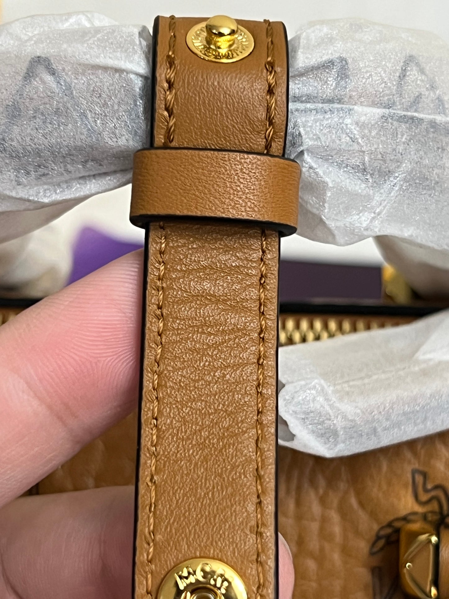MCM MINI BOSTON COGNAC