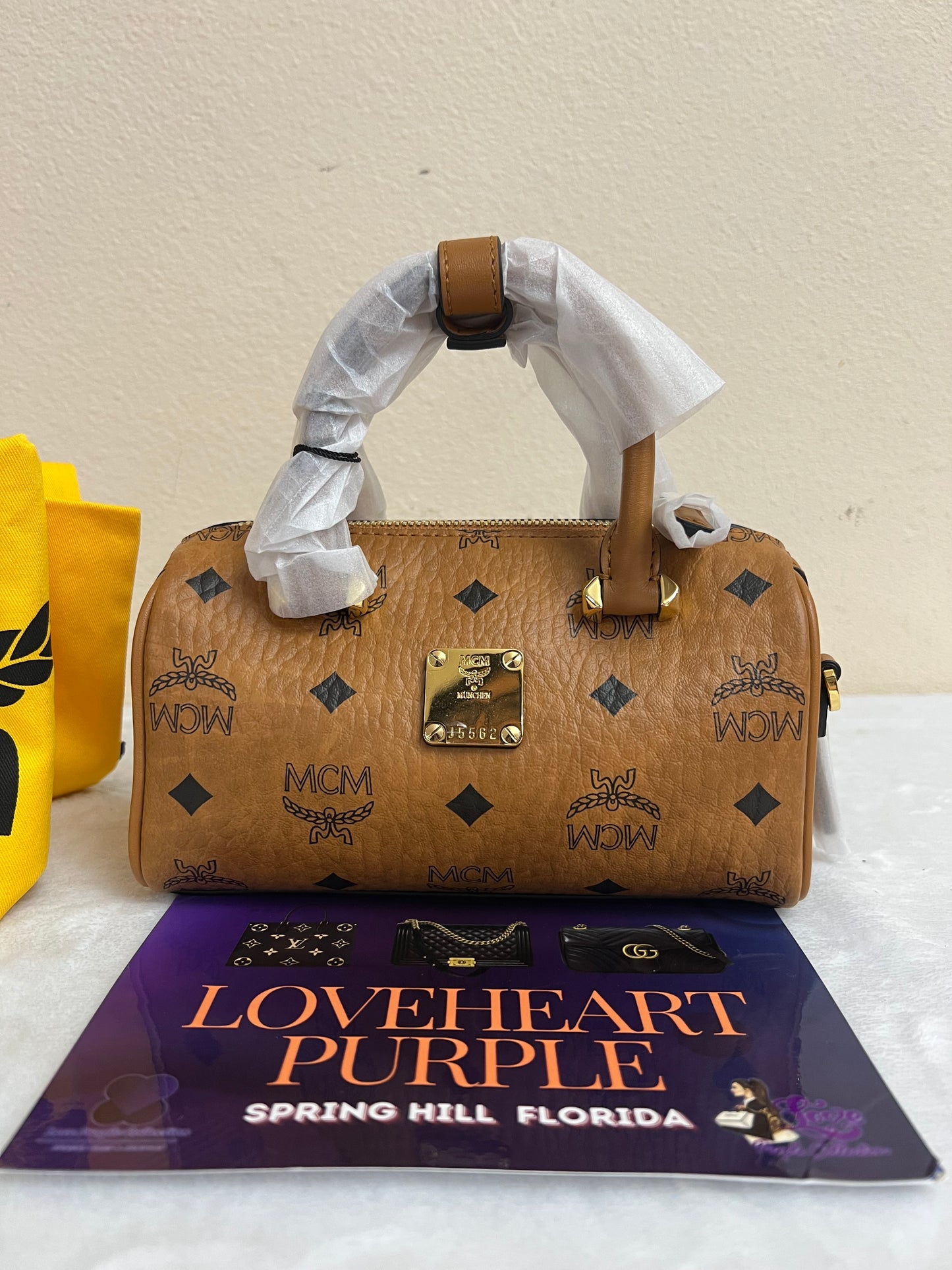MCM MINI BOSTON COGNAC